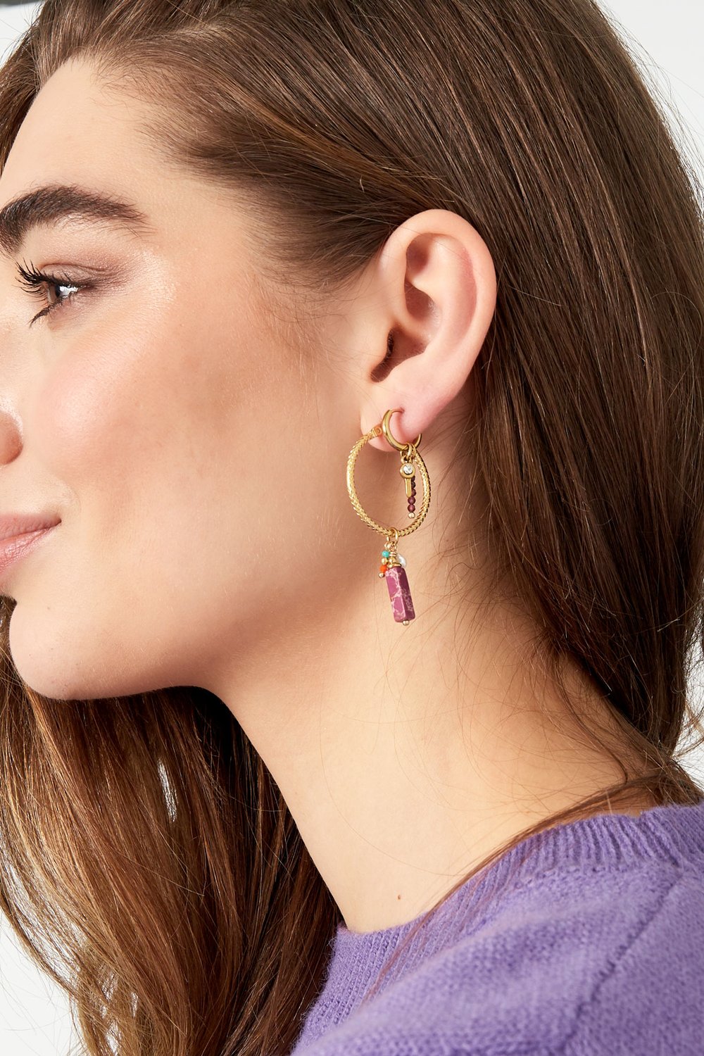 Earrings charm party - Gold color/pink h5Picture4